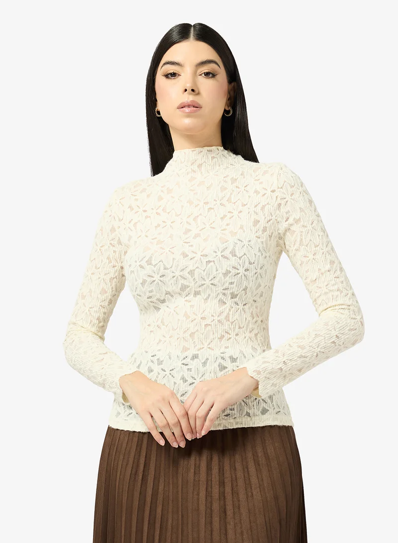 ELLA Lace High Neck Top